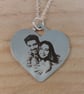 Sterling Silver Photo Engraved Heart Necklace