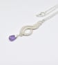 Wire Woven Purple Amethyst and Silver filled Pendant on a Silver Plated Chain - Image 1