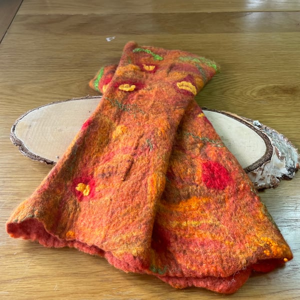 Unique Hand Warmers, fingerless, organic British Wool, wet felted handmade in UK