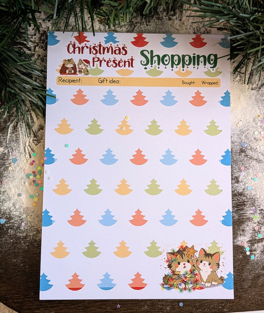 A5 Christmas Present Shopping Planner Notepad - Monty & Mabel Cute List Pad
