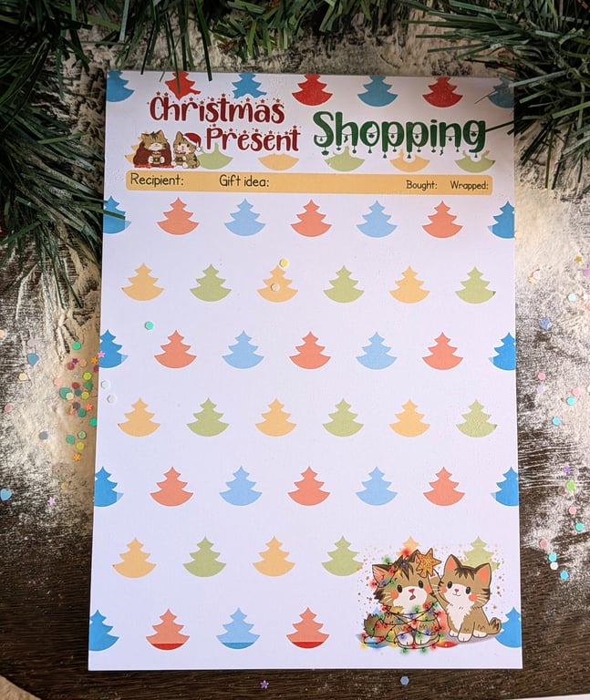 A5 Christmas Present Shopping Planner Notepad - Monty & Mabel Cute List Pad
