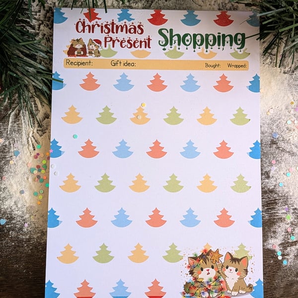 A5 Christmas Present Shopping Planner Notepad - Monty & Mabel Cute List Pad