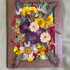 Handmade Dried and Pressed Flower Arrangement In Framed Picture