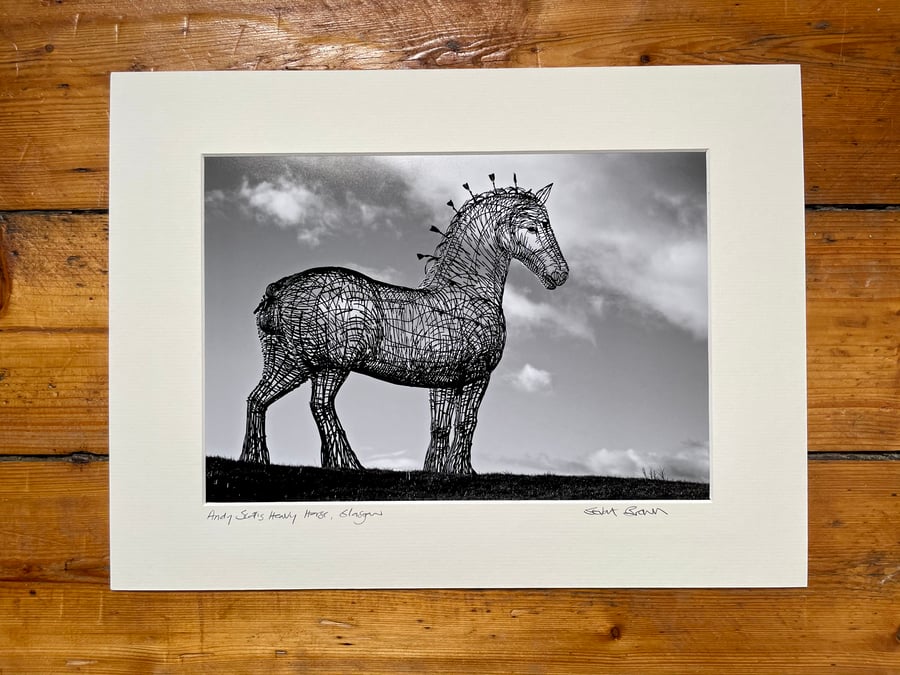 Andy Scott's Heavy Horse, Glasgow Signed Mounted Print FREE DELIVERY