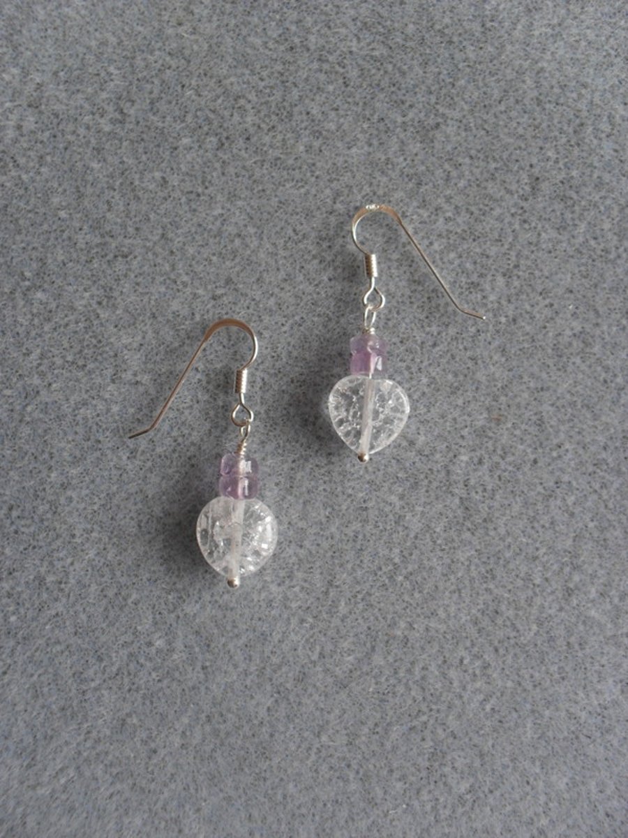 Amethyst and Crackled Quartz Sterling Silver Earrings