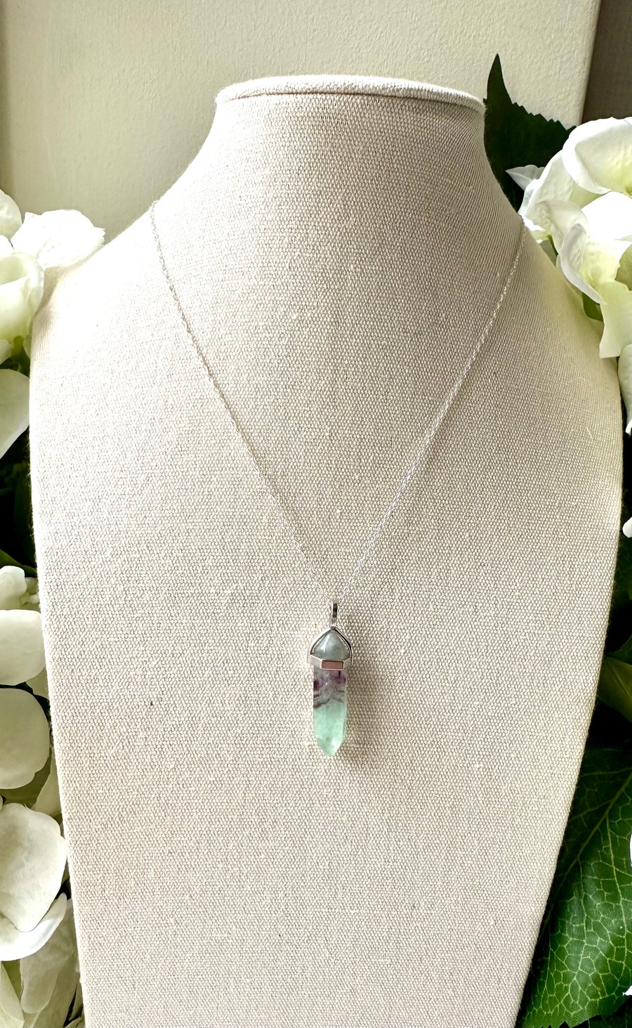 Fluorite - Hex Pendant Necklace (Chain)