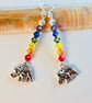 Rainbow Chakra Swarovski Earrings With Elephant Charms - Handmade In Devon - Image 3