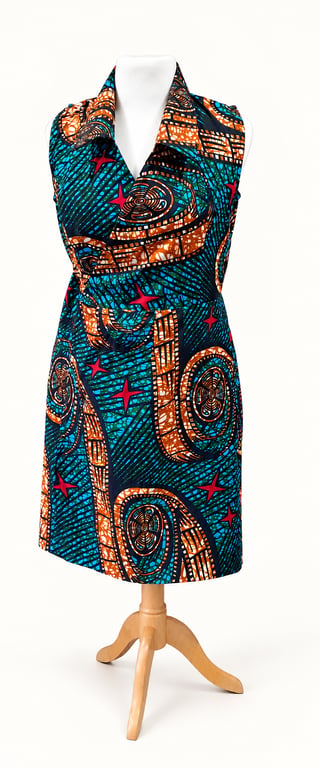 Starburst Wrap Around Dress – Handmade Cotton Ankara, UK Size 14