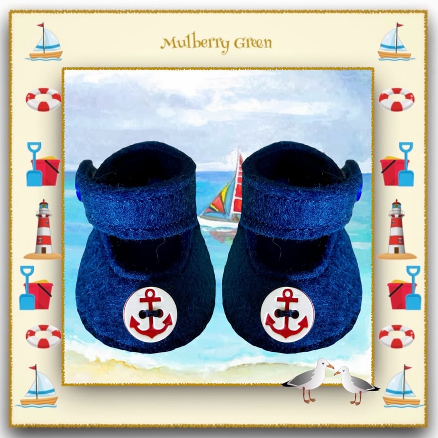 Reserved for June - Navy Anchor Shoes