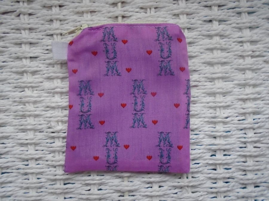 Love Mum Themed Coin Purse or Card Holder.