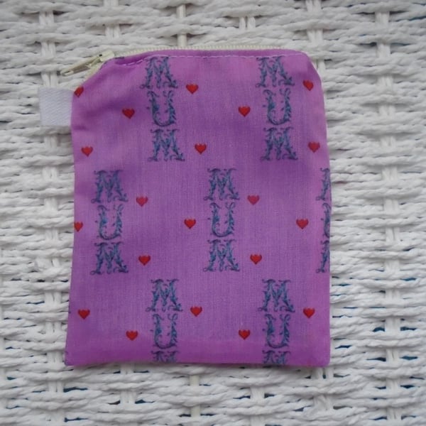 Love Mum Themed Coin Purse or Card Holder.