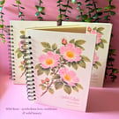Wild Rose A5 Notebook - Handmade Botanical Gift - Hedgerow Stationery