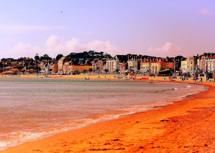 Picture Weymouth Beach and Seafront Print, Dorset. Black and White or Colour