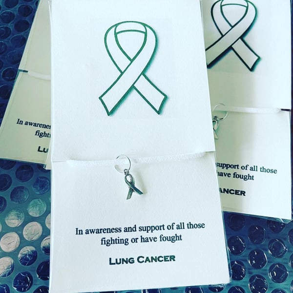 Lung cancer awareness wish bracelet 