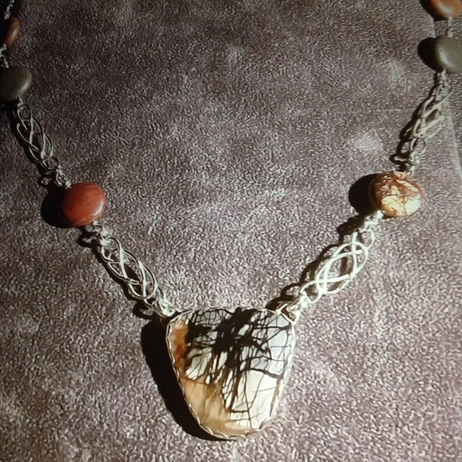Picasso Jasper and silver necklace