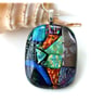 Dichroic Glass S013 Supersize Patchwork 3-layer Pendant with Silver Plated chain - Image 3