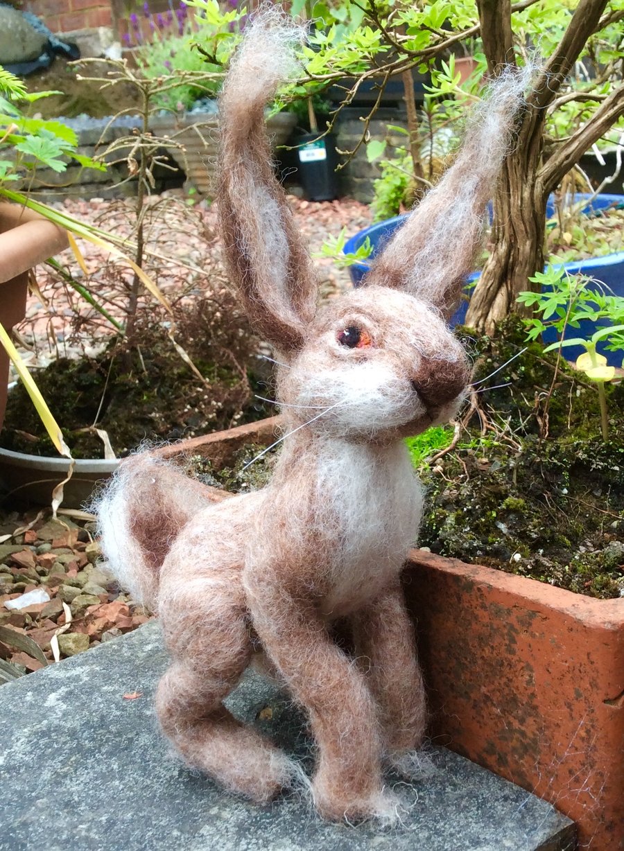 Needle Felted Hare Sculpture