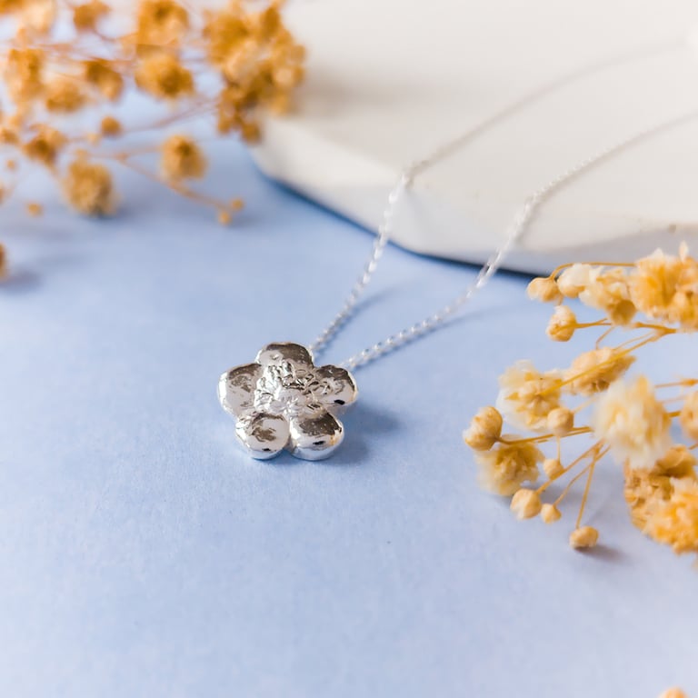 Buttercup Pendant - Recycled Silver Flower Necklace
