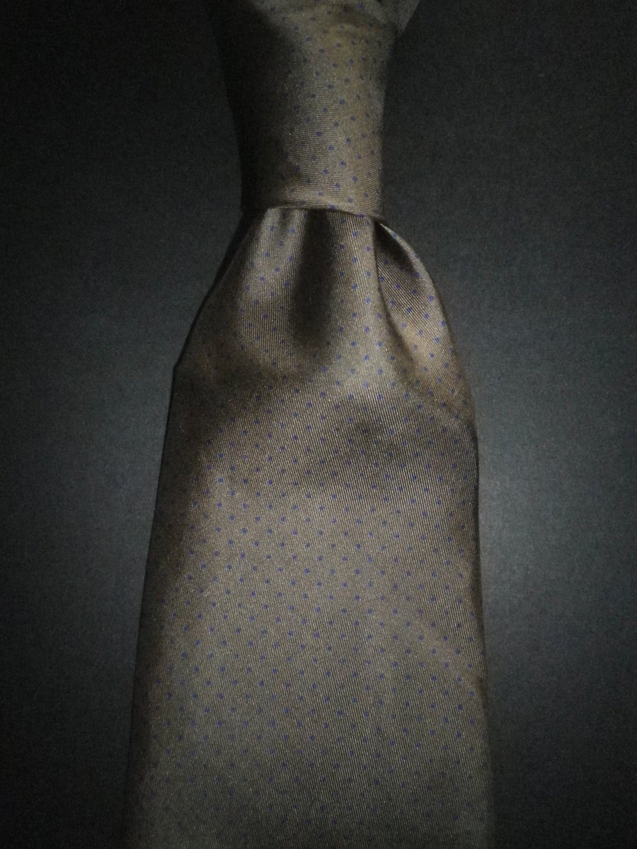 Blue micro polka dot on lovat green silk tie, free shipping, gift wrapped