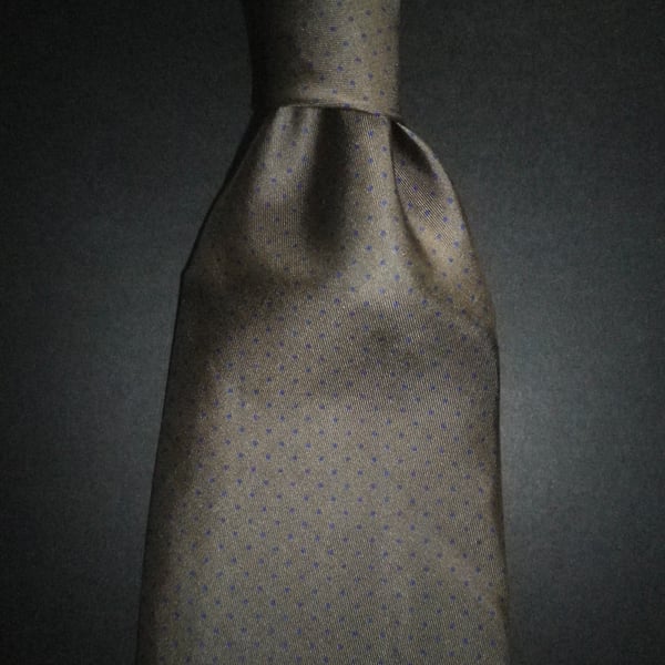 Blue micro polka dot on lovat green silk tie, free shipping, gift wrapped