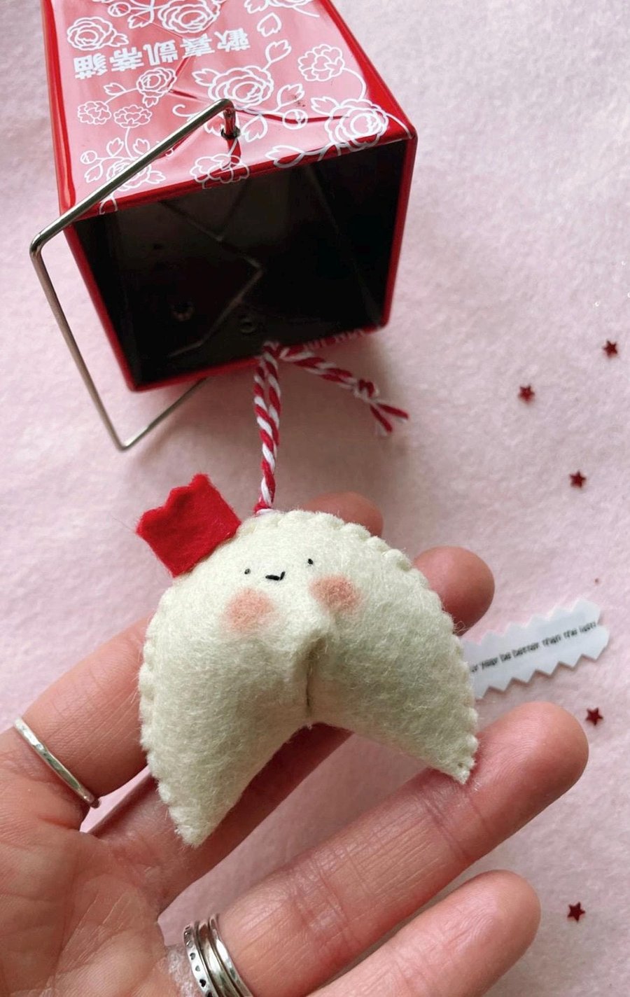 Mr. Dimple Felt Fortune Cookie, Quirky Decoration, Good Luck Present, lunar year