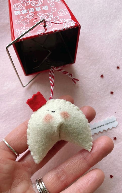 Mr. Dimple Felt Fortune Cookie, Quirky Decoration, Good Luck Present, lunar year