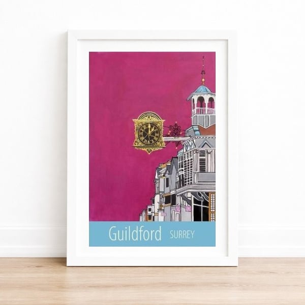 Guildford Surrey travel poster print by Susie West