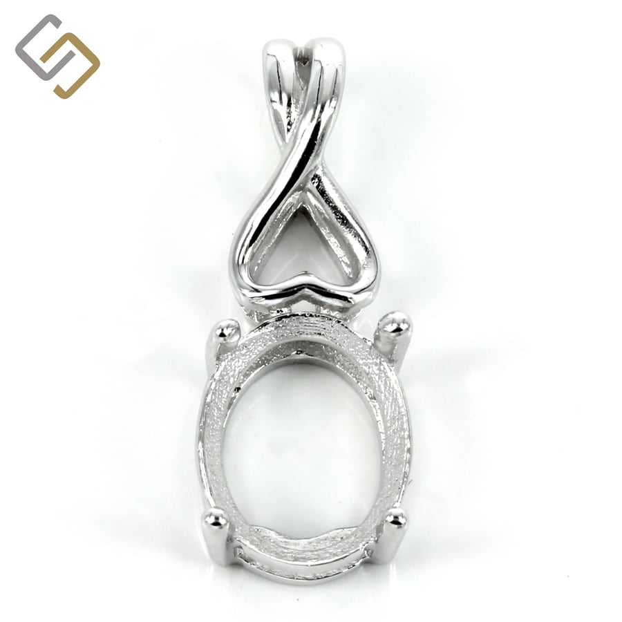 Oval basket-style pendant with incorporated bail in sterling silver for 8x10mm 