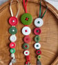 Set of Three Festive Button Dangle Christmas Tree Decorations - Image 3