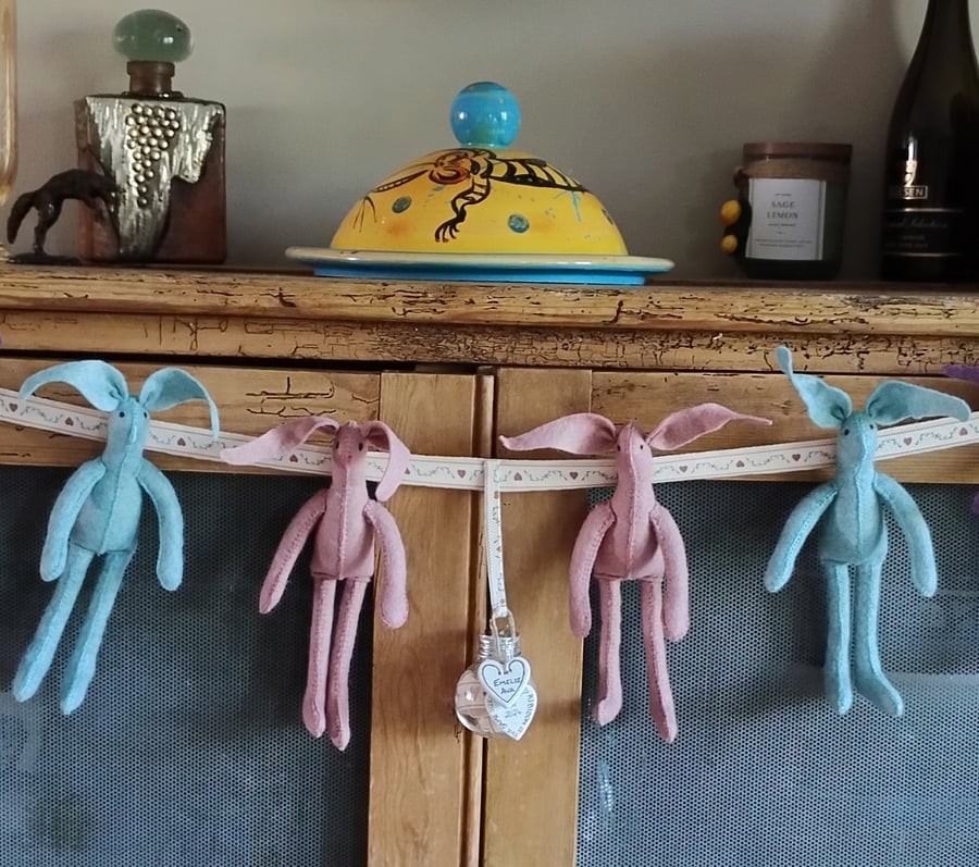 NEW BORN PERSONALISED BAUBLE WITH 4 BUNNIES