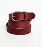 Burgundy Red Full Grain Leather Belt Brass Buckle Womens Belt 25mm 1 Inch - Image 5