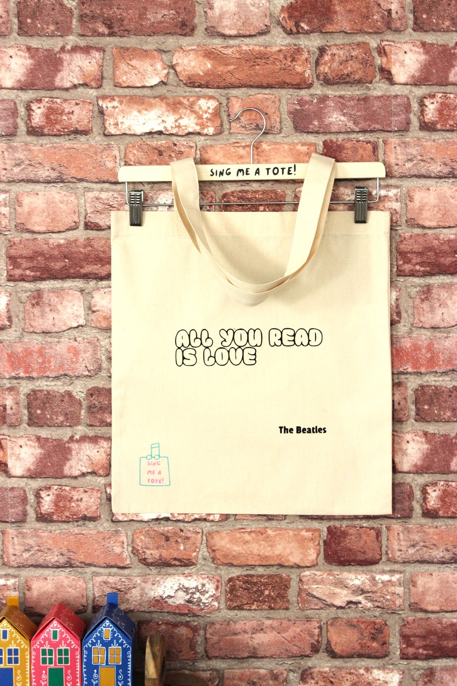 Cotton Book Bag Tote Bag featuring a Beatles Song Pun