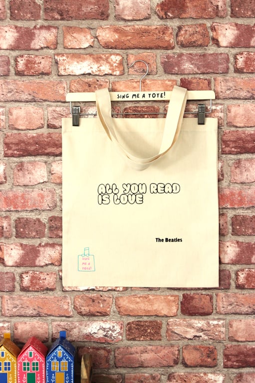 Cotton Book Bag Tote Bag featuring a Beatles Song Pun