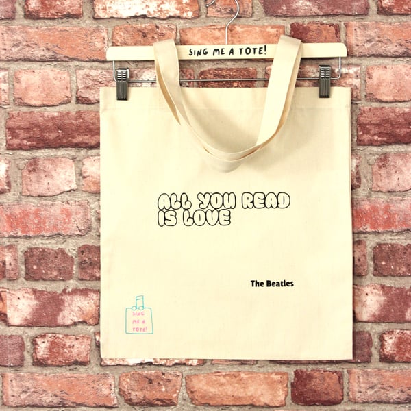 Cotton Book Bag Tote Bag featuring a Beatles Song Pun