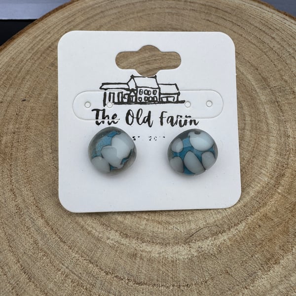 A beautiful Pair of Blue and White Glass Fused Earrings 