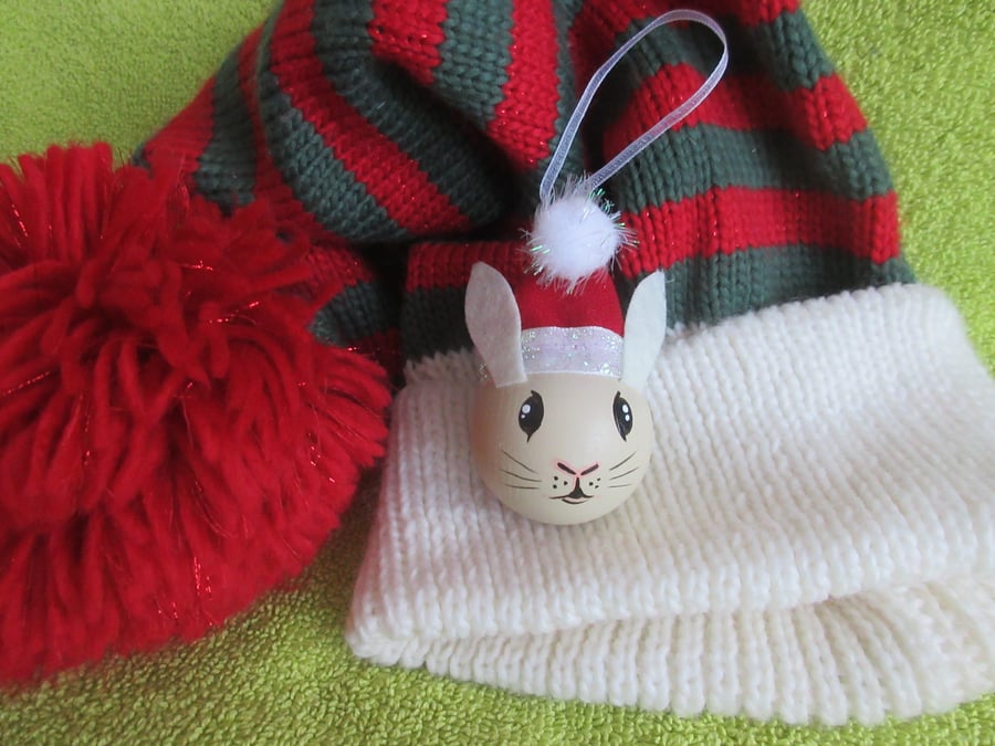 Rabbit Christmas Bauble Hanging Decoration Bunny