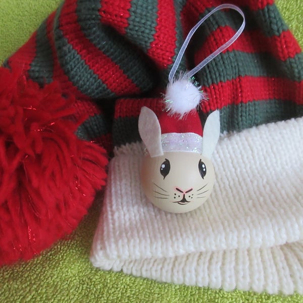 Rabbit Christmas Bauble Hanging Decoration Bunny