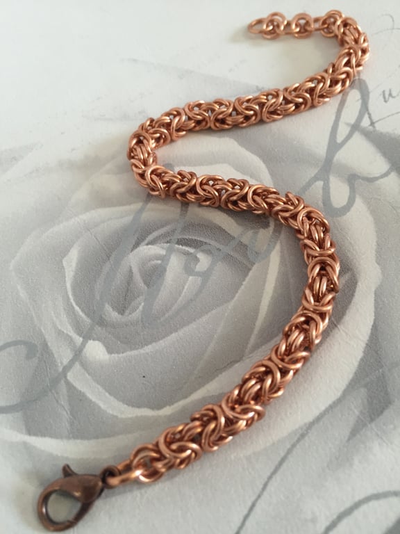Copper Byzantine Bracelet for Women, Her Anniversary Gift