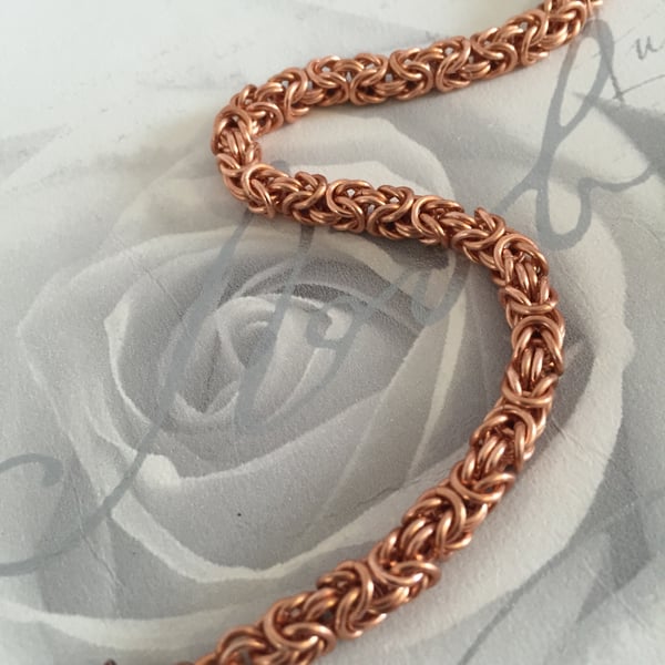 Copper Byzantine Bracelet for Women, Her Anniversary Gift