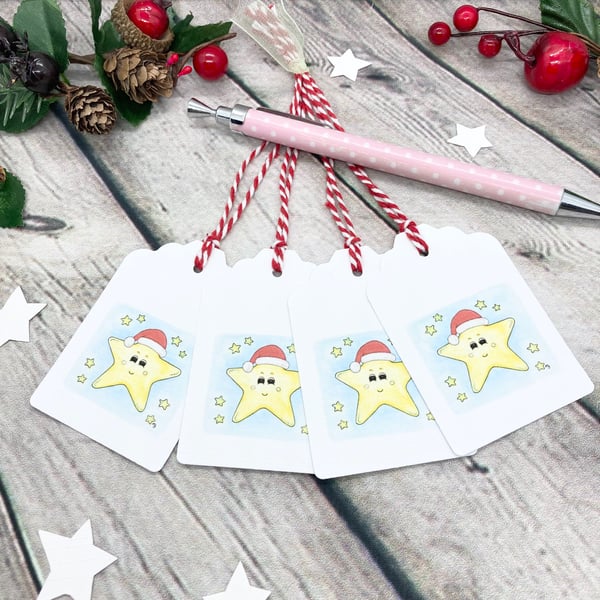 Christmas Star Gift Tags - set of 4 tags