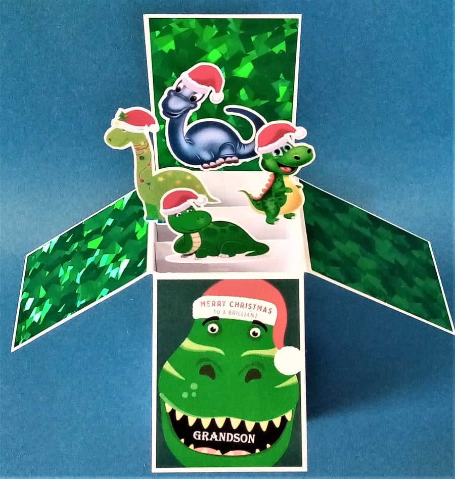 Grandson Dinosaur Christmas Card