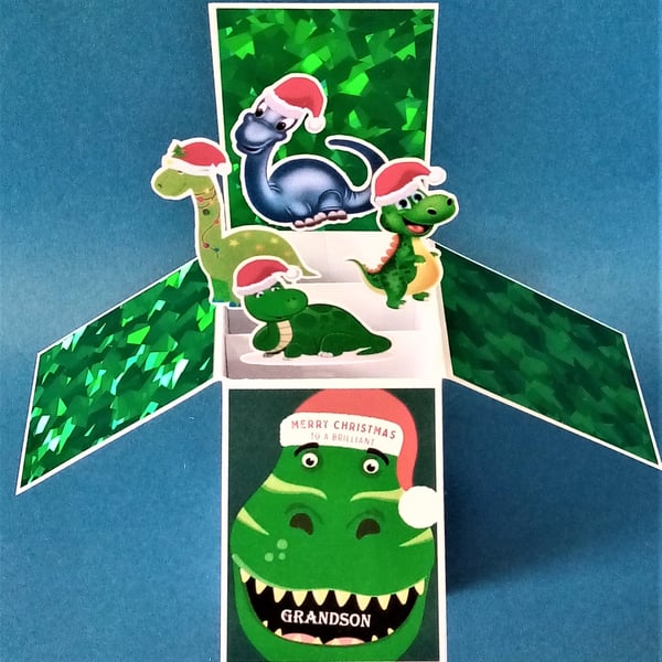 Grandson Dinosaur Christmas Card