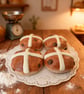 Handcrafted 4 x Fake Hot Cross Buns Decorative Easter Spring Decor - Image 1
