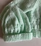 Pale Green Baby Cardigan and Hat, Newborn Cardigan and Hat, Handmade in the UK - Image 2