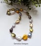 Large Multi Coloured Kiwi Pearl Sterling Silver Necklace.