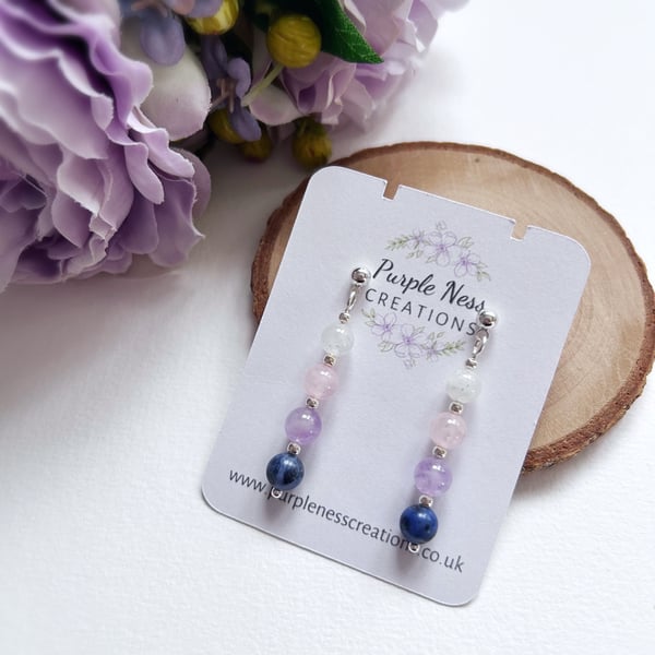 Menopause Support Gemstone Beaded Stud Drop Earrings