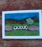 Sheep by a stonewall wool needlefelt picture.   White or Black frame - Image 1