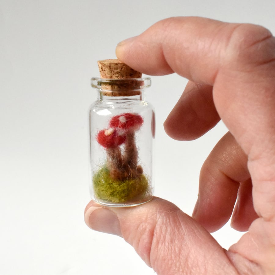Micro Needle Felted Toadstool - miniature fibre art