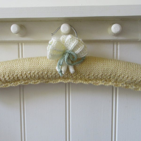 Coat hanger clothes hanger - primrose yellow  with crocus flowers
