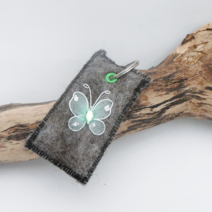 Felted key fob - "butterfly"